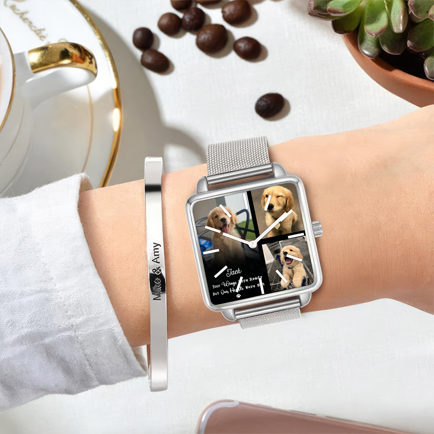 Dog Lover Hand , Personalized Image Watch