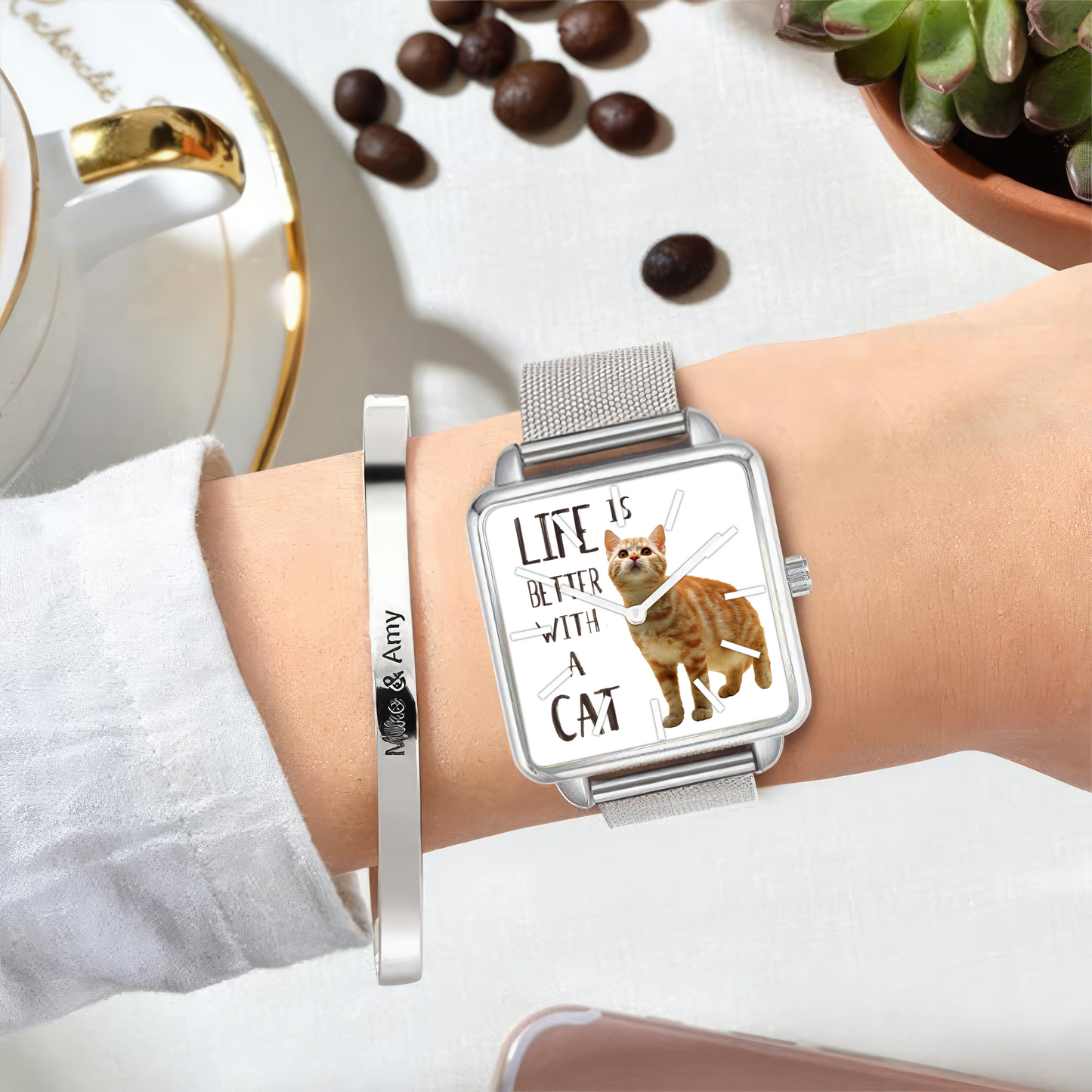 Gift For Cat Hand , Cat Lover, Personalized Design ver1 Watch
