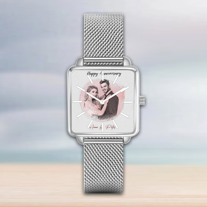 Anniversary Square Hand Gift For Couple Watch
