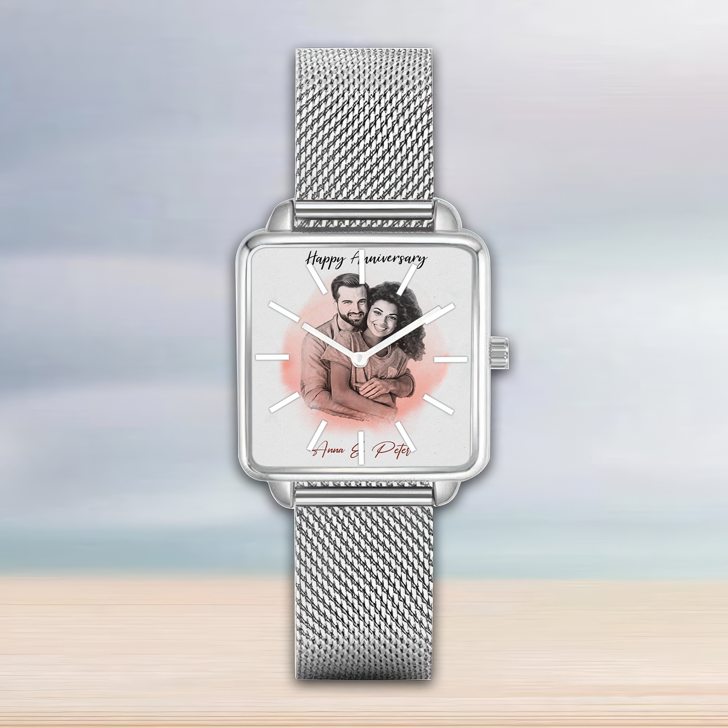 Anniversary Square Hand Gift For Couple Watch