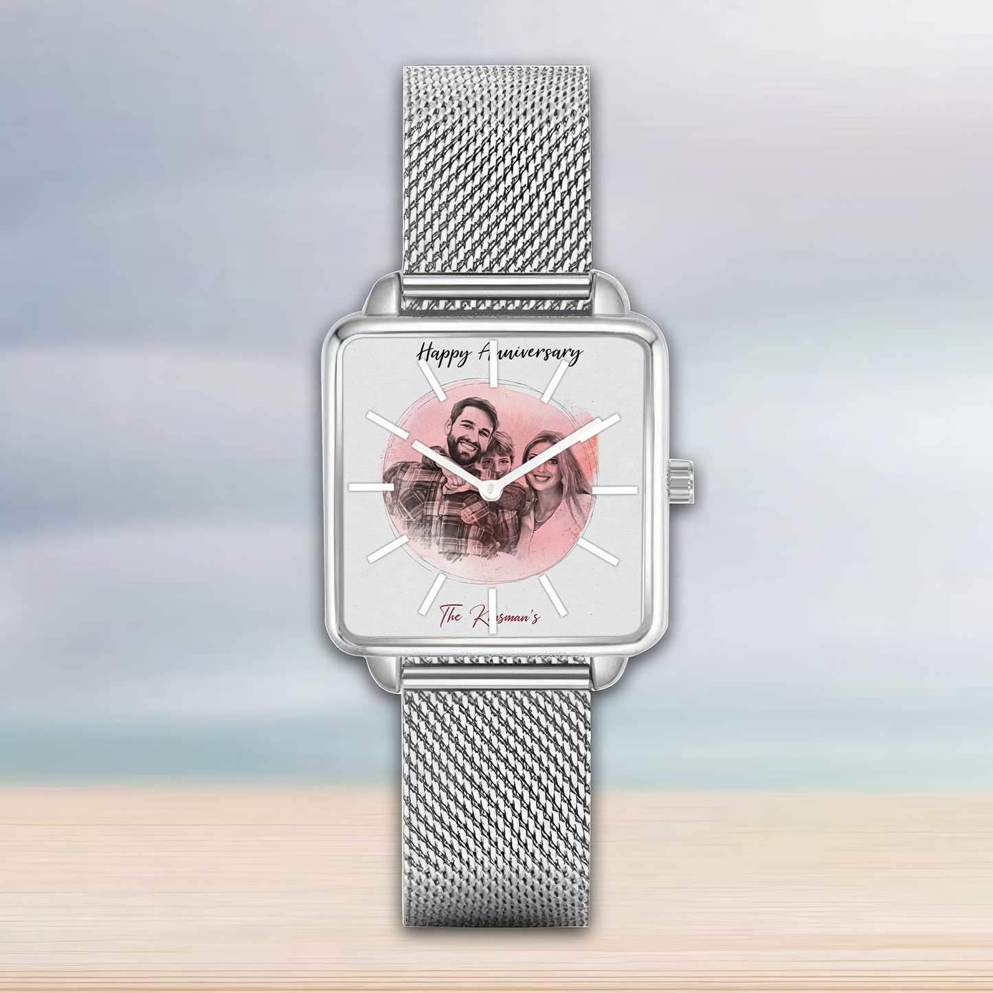 Anniversary Square Hand Gift For Couple Watch