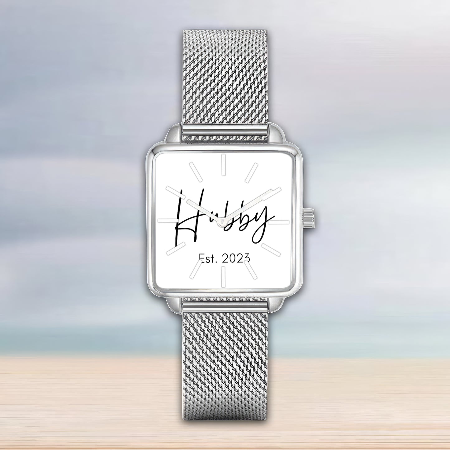 Square Hand Custom Number Gift For Couple Watch