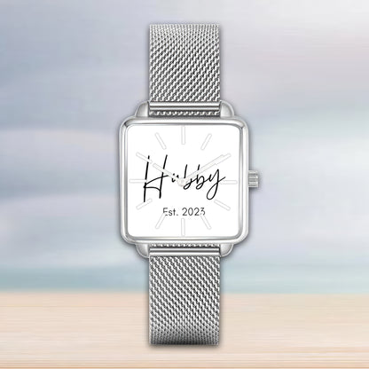 Square Hand Custom Number Gift For Couple Watch