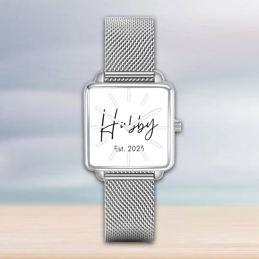Square Hand Custom Number Gift For Couple Watch