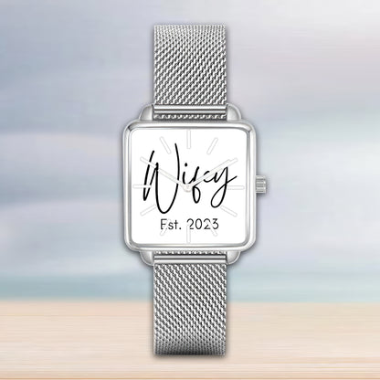 Square Hand Custom Number Gift For Couple Watch