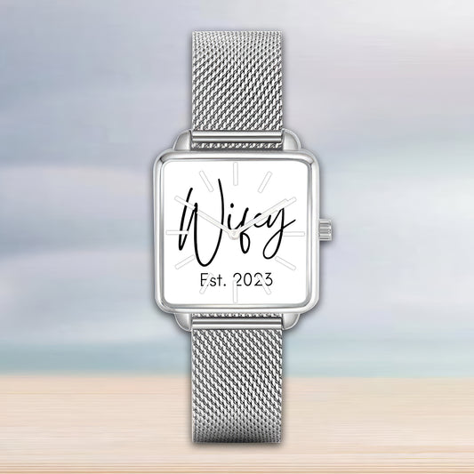 Square Hand Custom Number Gift For Couple Watch
