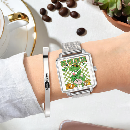 Happy Funny St Patricks Day Dinosaurs Lover Hand Wash Watch