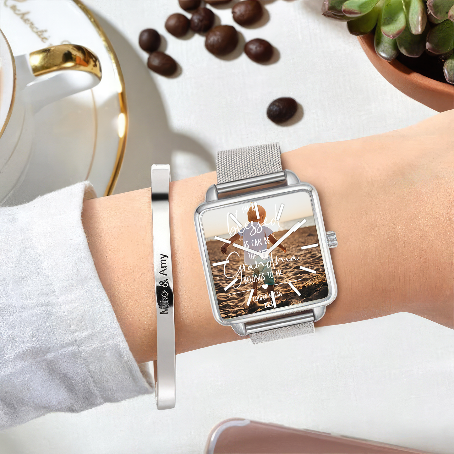 Square Hand Mother_s Day Gift for Grandma Watch